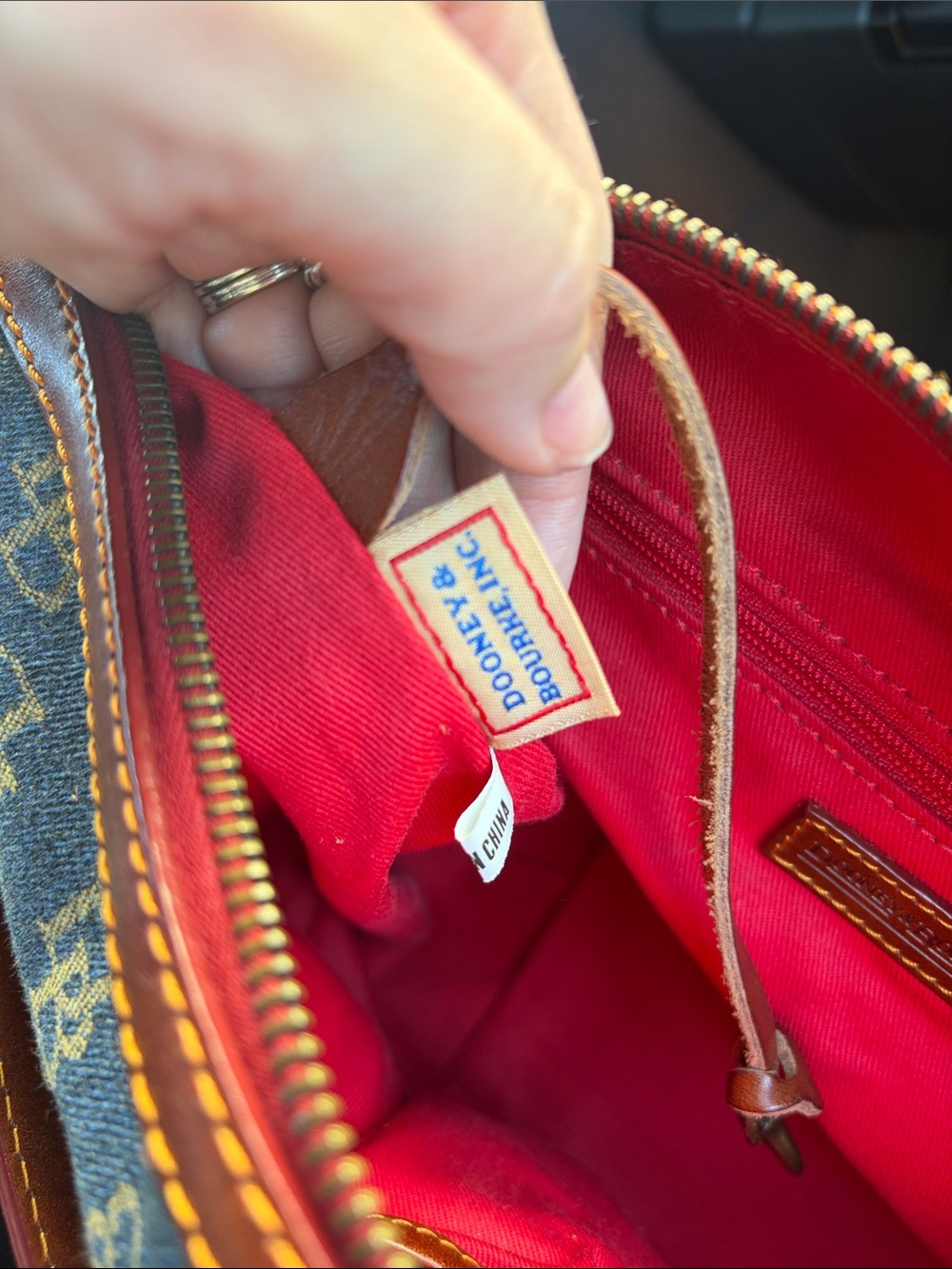 Vintage Dooney Bourke Denim Double Pocket Shoulder Tote bag - Picture 8 of 9